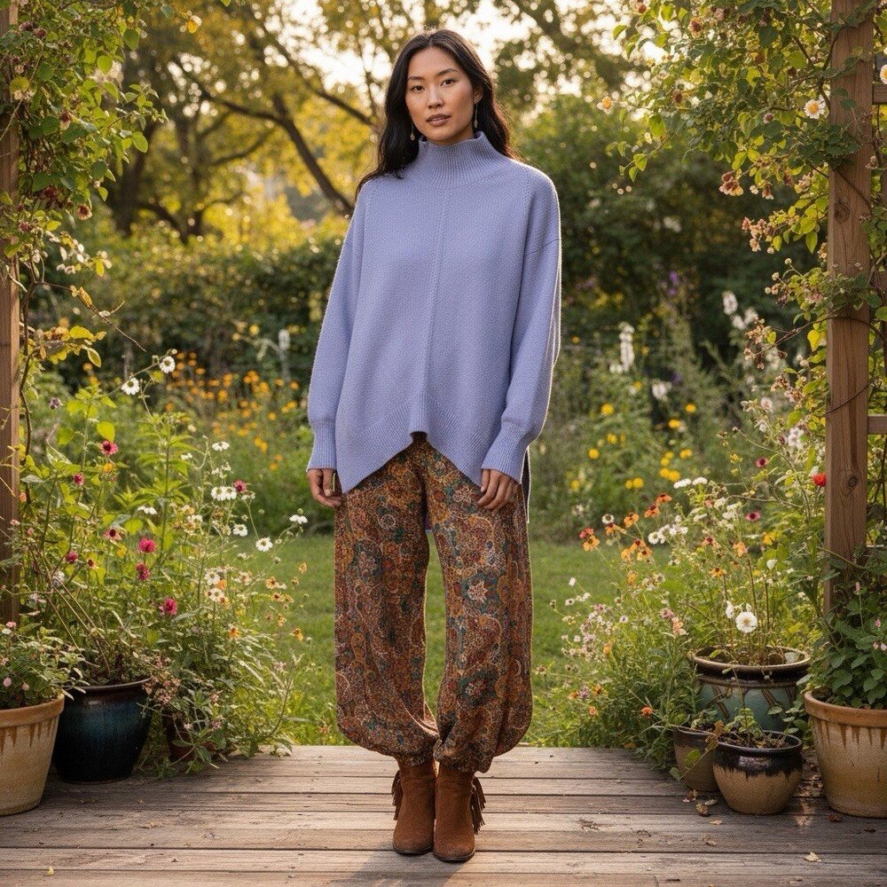 Maeve Anthropologie Sweater‎ Small Lavender Mock Neck Textured Knit pullover